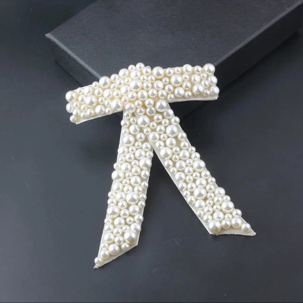 ✨FAUX PEARL‎ BEADED BOW HAIR CLIPS GORGEOUS CLIP ACCESSORIES-NEW-CREAMY WHITE